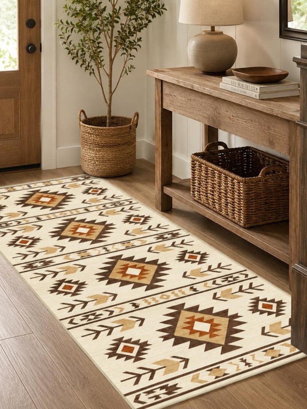 Western Southwestern Runner Rug 2x6 for Hallway Kitchen Bedroom, Camel